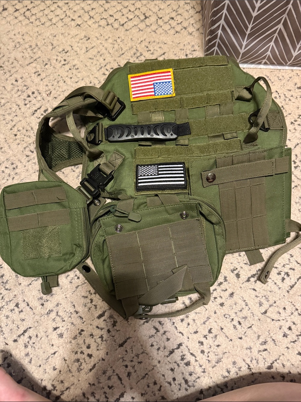 Olive Tactical Molle Chest Rig with Pouches for dogs